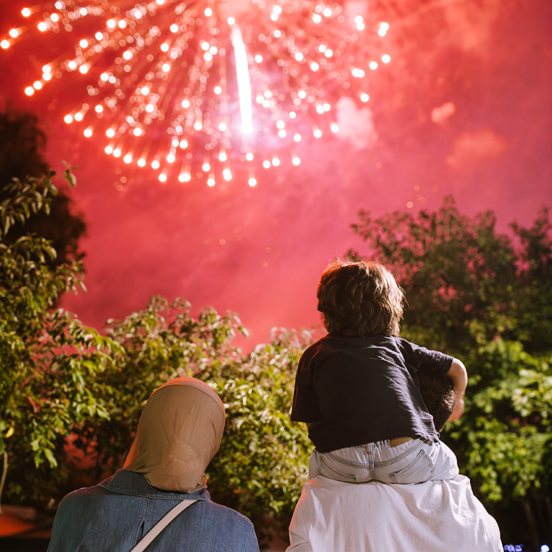 Homecoming 2026 - Family with Fireworks