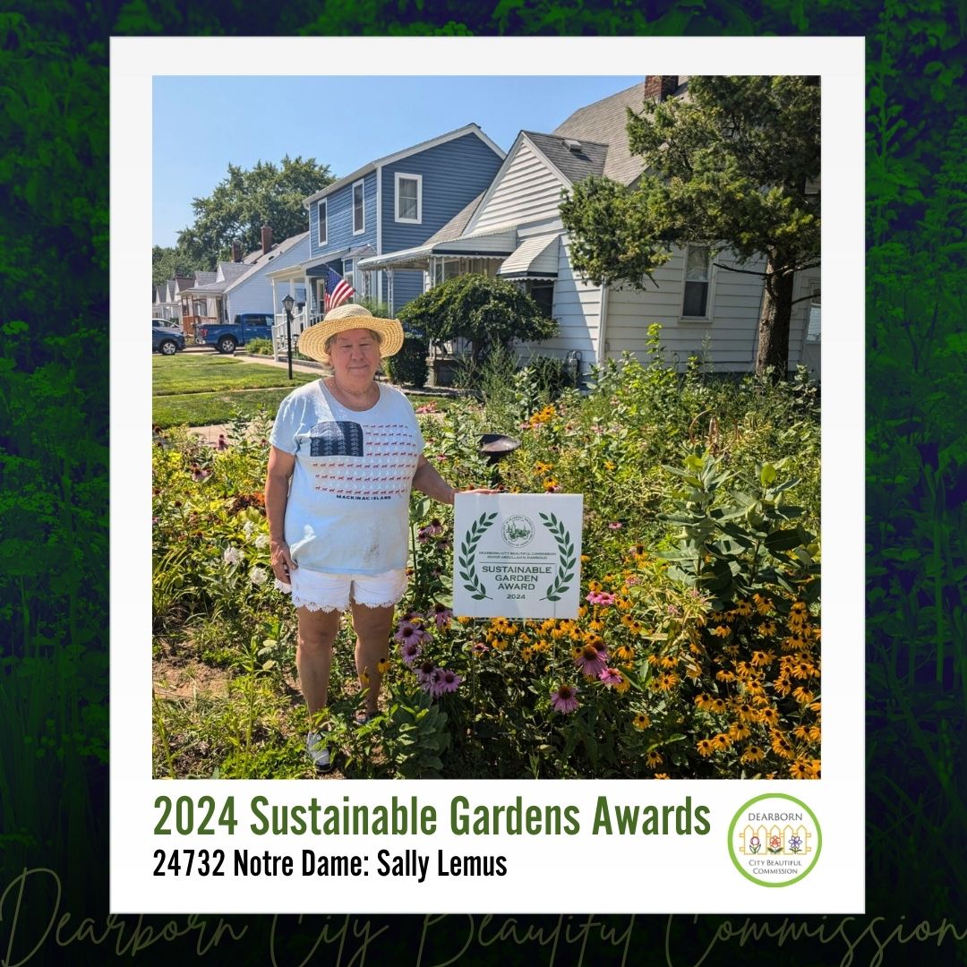 Photo: 2024 Dearborn City Beautiful Sustainable Gardens Awards honoree Sally Lemus their garden at 24732 Notre Dame.