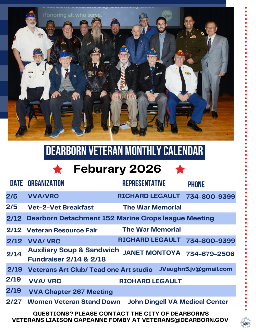 Feb 2026 Veterans Calendar
