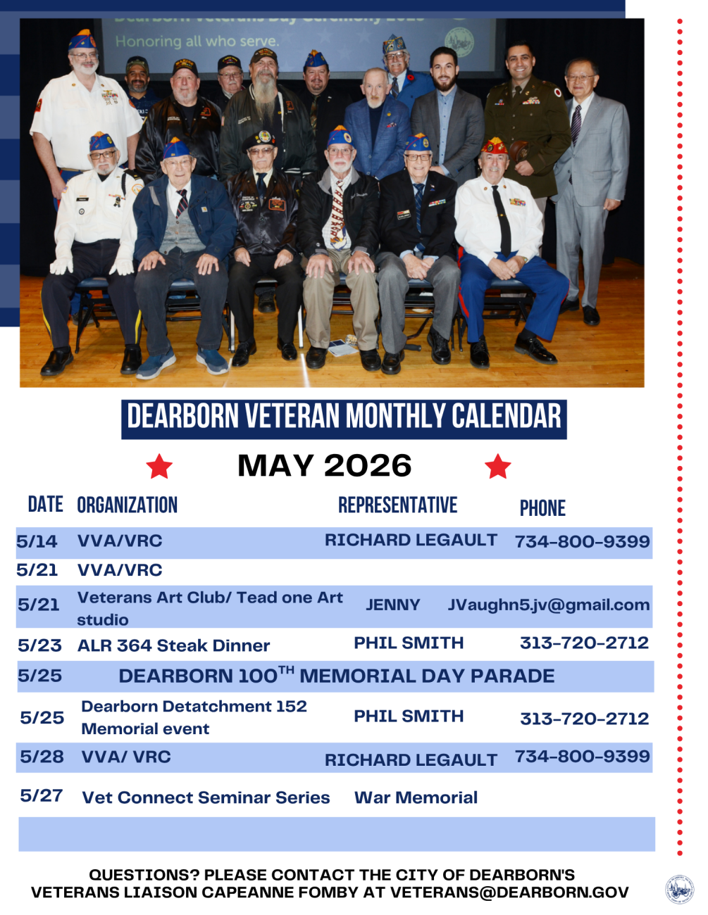 Veterans Calendar May 2026