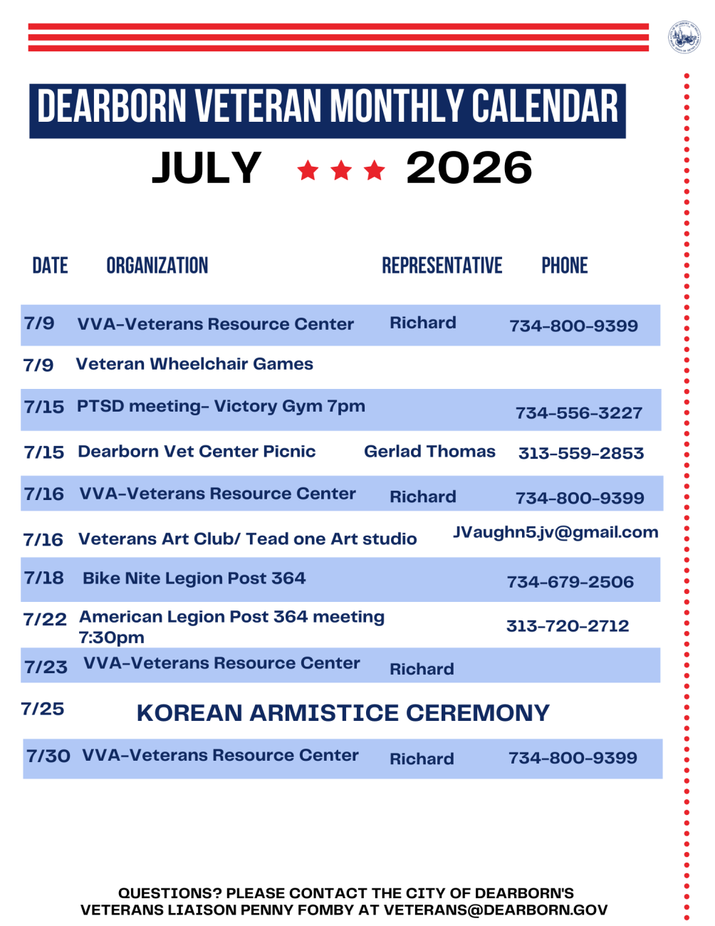FLYER - Veteran Calendars July 2026