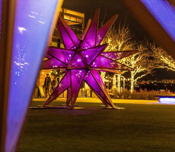 Giant purple illuminated star from artists Amigo & Amigo